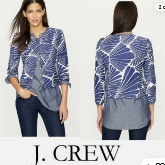 J. Crew Jackets & Blazers - J.Crew blue white fanfare blazer separate double breasted jacket size 2